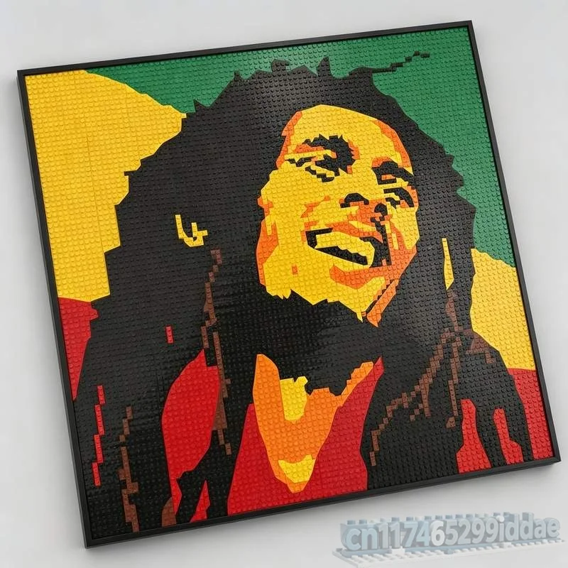 1980 Parts Portrait MOC Music Icon Art Model Custom Puzzle DIY Assembly Building Blocks Wall Display Creative Collection Gifts