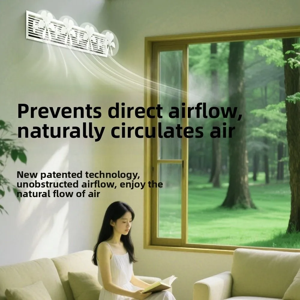 Wall Mounted Air Conditioning Ventilator Adjustable Energy Saving Air Conditioner Vent Fan Windmill Shaped Anti Direct Blowing