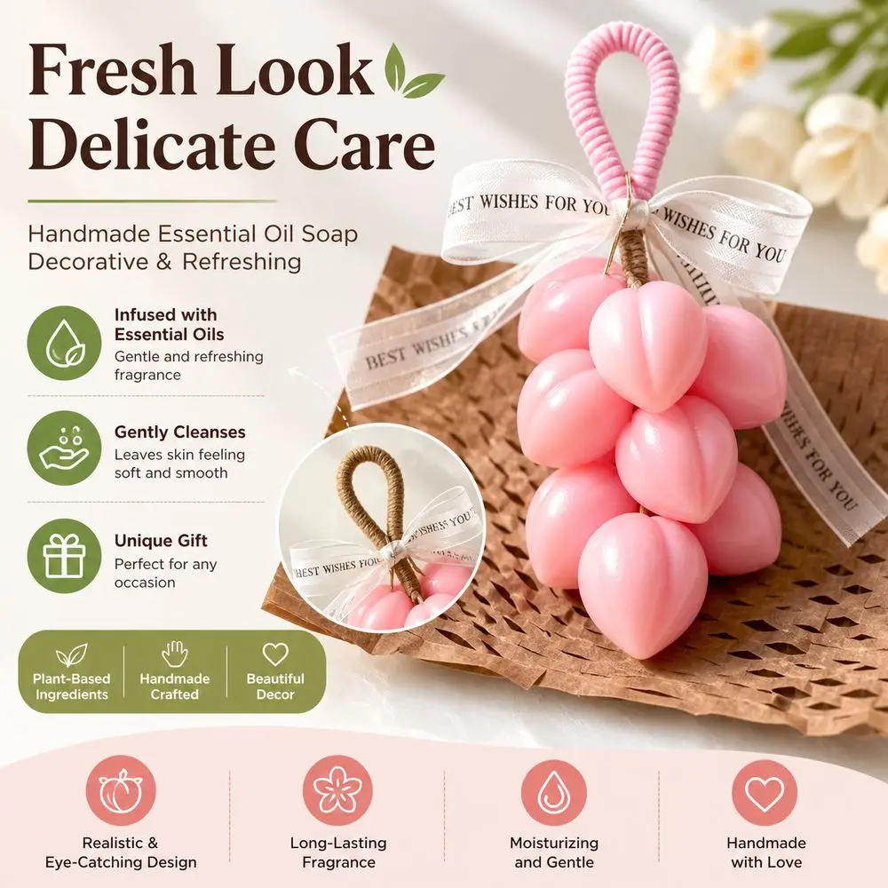 Durable Fruit Shape Fruit Shaped Soap Handmade Ribbon Decor Handmade Soap Decorative Soap Essential Oil Soap Gift Giving