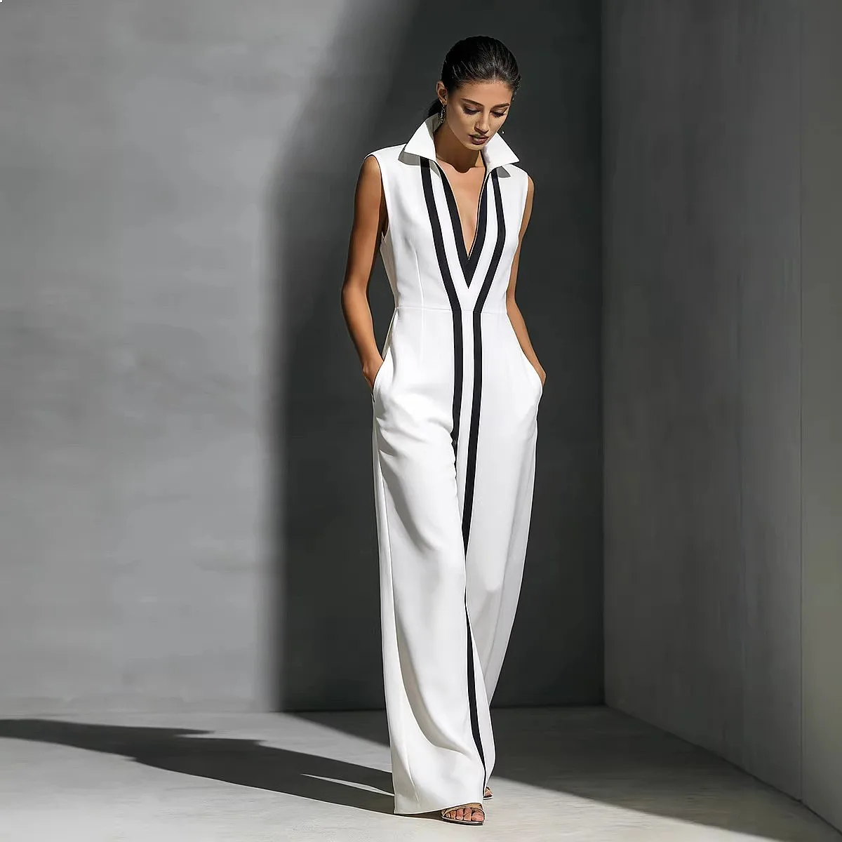 V Neck Sleeveless Long Dress Summer Dresses Women Bodycon Jumpsuit Playsuit