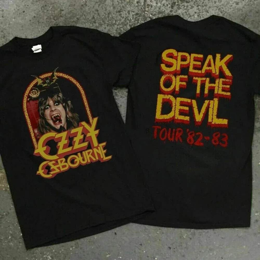 

Rare !! Vintage 1982 Ozzy Osbourne Speak of The Devil Tour Concert T Shirt Ozzy Osbourne Black Tee Speak of The