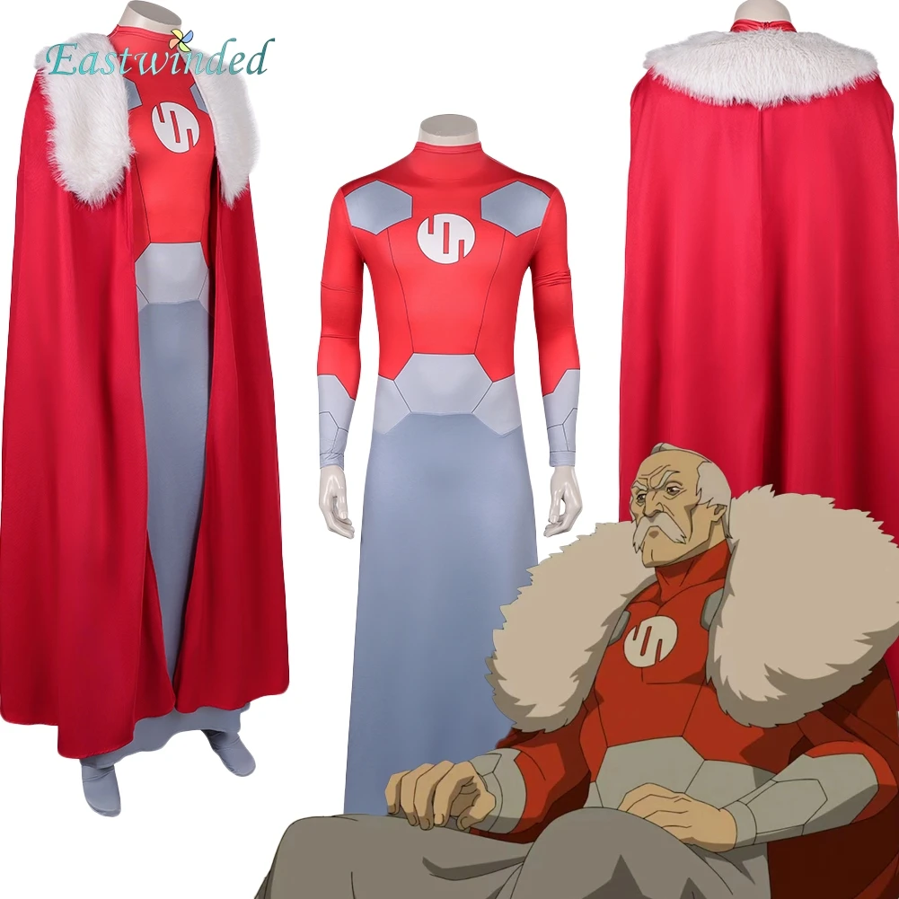 

Cartoon Invincible Emperor Argall Cosplay Red Jumpsuit Cloak Clothes Outfits Adult Men Roleplay Uniform Halloween Carnival Party
