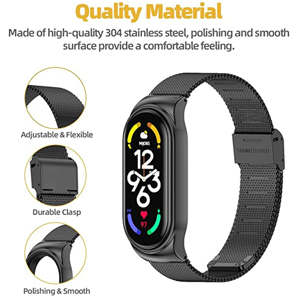 Dây Đeo Cho Mi Ban Nhạc 5 6 7 Kim Loại Đồng Hồ Vòng Đeo Tay Mi Band 6 Dây Milanese Dây Đeo Tay Miband 3 Correa Mi ban Nhạc 4 Phiên Bản Toàn Cầu