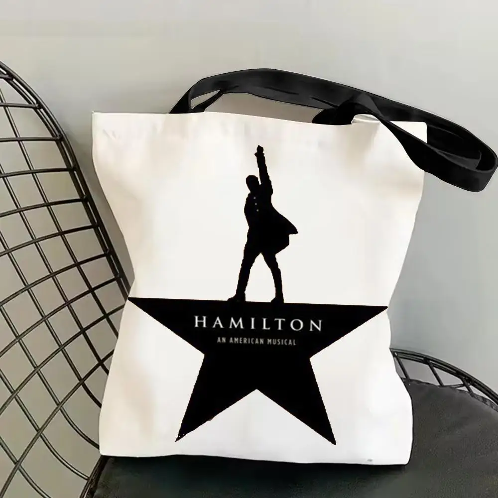 Hamilton-ES Musical Play Storage Bags Canvas Double-Sided Print Tote Bag Large Capacity Shoulder Fashion Shopping Handbag