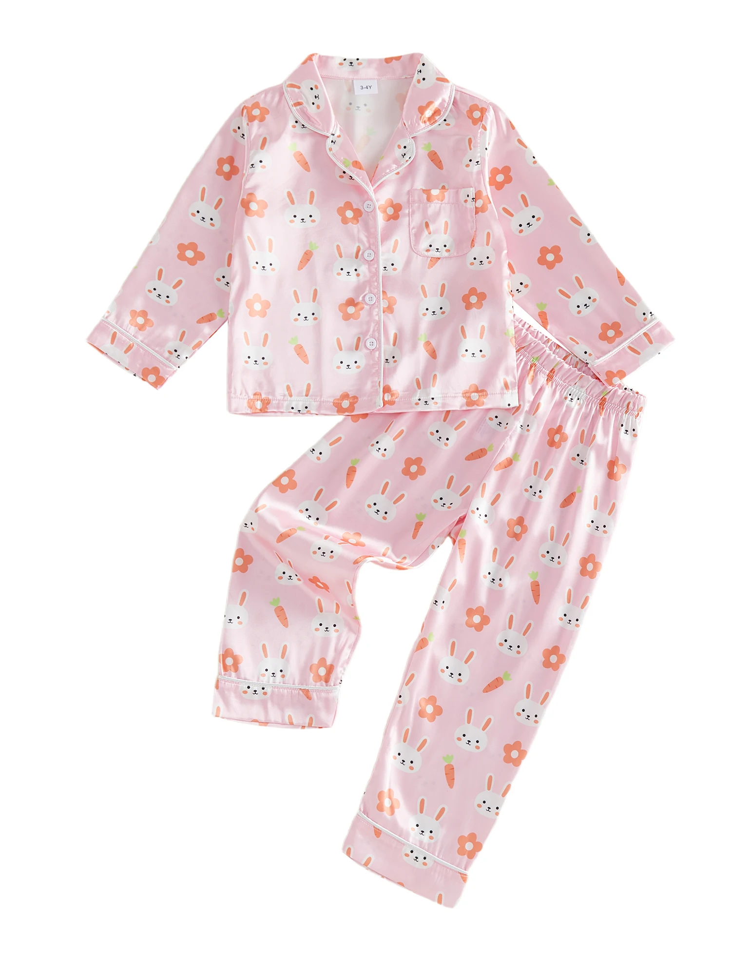 

Adorable Infant Easter Pajamas Set with Bunny and Carrot Design Long Sleeve Top and Pants for 2 Piece Sleepwear Ensemble