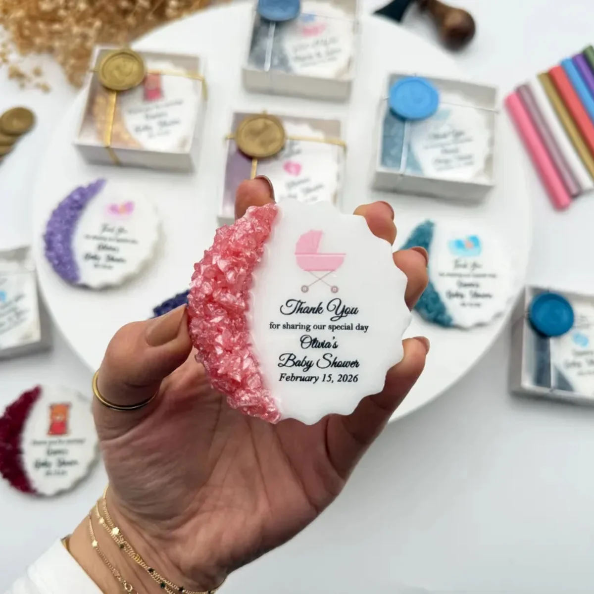 Baby Shower Favors for Guest, Gender Reveal Party Gifts, Pregnancy announce, New Baby Gift, Custom  Resin Fridge Magnet, Keepsak