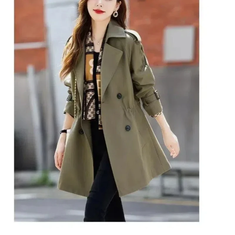 Solid Color Cardigan Coats Button Pockets Long Sleeve Women\'s Clothing Formal Turn-down Collar Spring Autumn Trench Jackets Tops