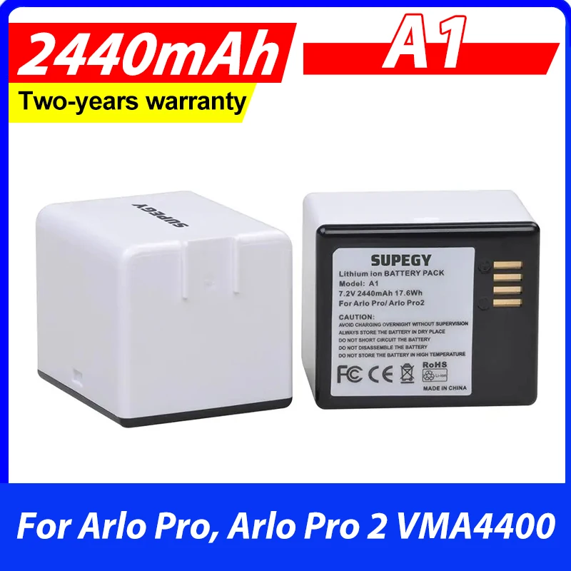 2440mAh Battery + Dual USB Charger for Arlo Pro, Arlo Pro 2 VMA4400