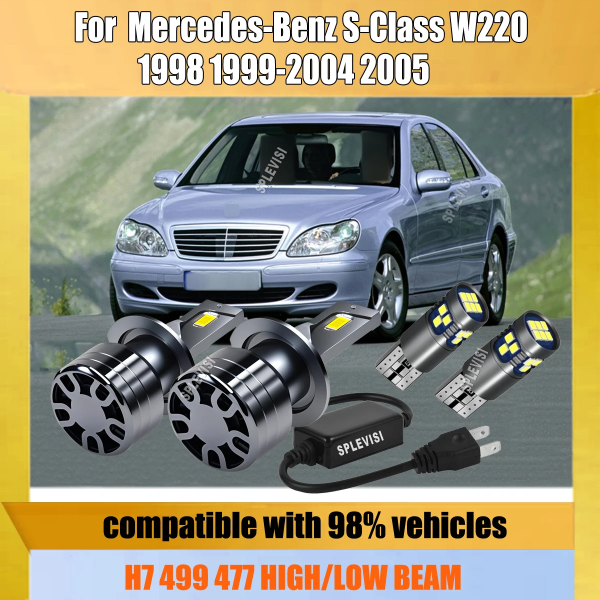 

LED H7 499 Headlamp Bulbs HID White with Turbo Fan For Mercedes-Benz S-Class W220 1998 1999 2001 2002 2003 2004 2005