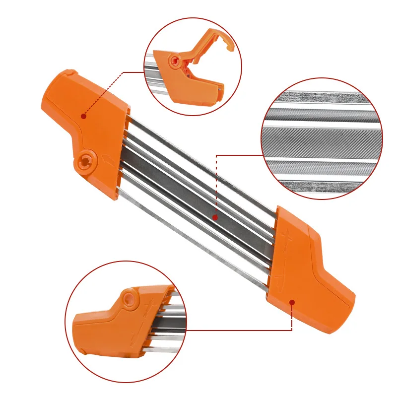 

Upgrade 2 In 1 Easy File Chainsaw Chain Sharpener for 3/8" P Saw Chain .325" Fast Sharpening W/ 2pcs Files Chain Sharpener