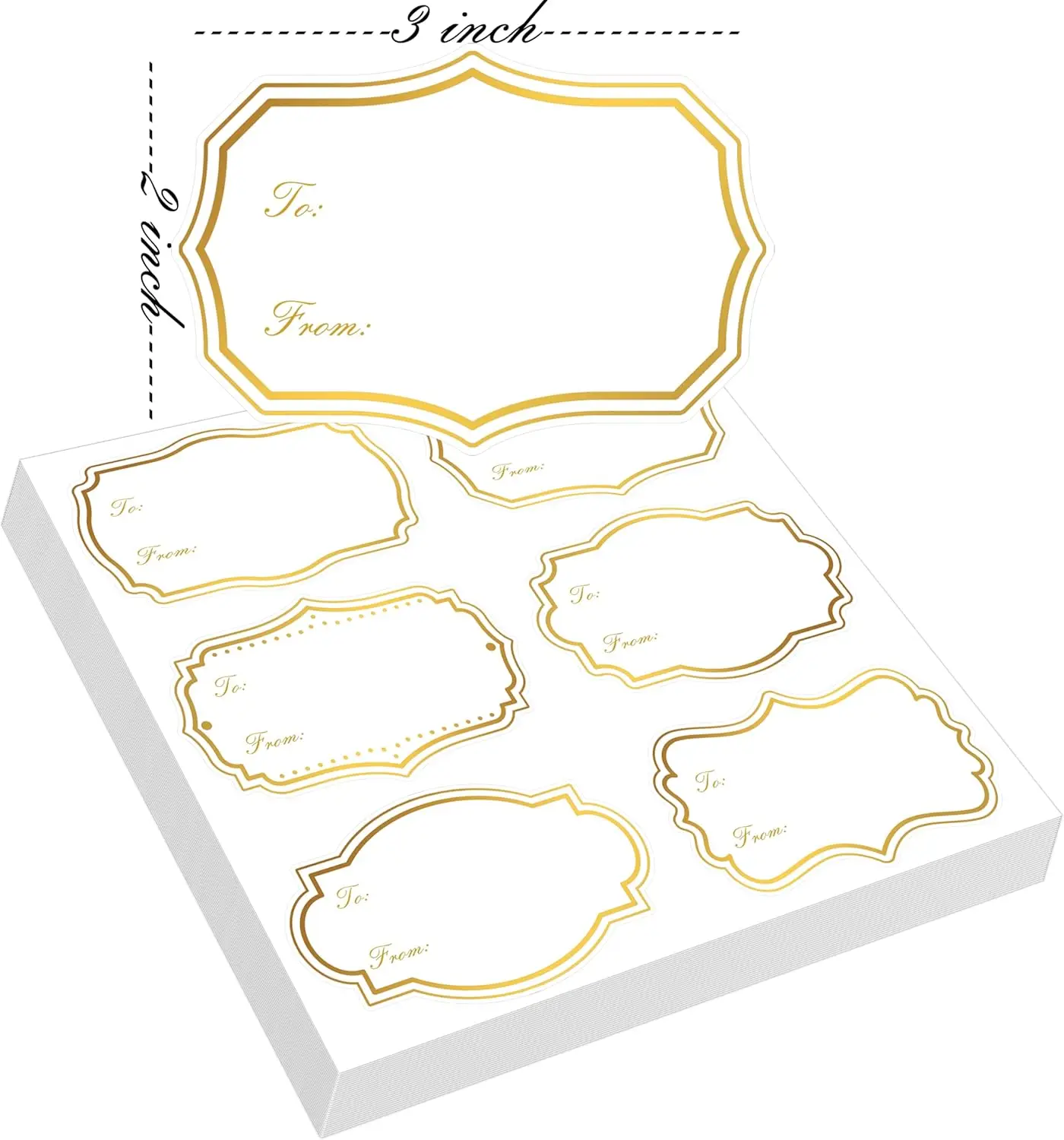 180 قطعة من ملصقات علامات الأسماء الذهبية، ملصقات علامات هدايا ذاتية اللصق مقاس 2 × 3 بوصة لعيد الميلاد والحفلات وديكور المنزل - عبوة كبيرة