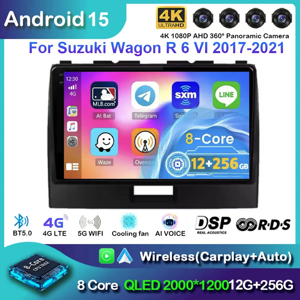 Android 15 For Suzuki Wagon R 6 VI 2017-2021 Car Radio Multimedia Video Player GPS Auto Stereo DSP RDS Carplay DVD