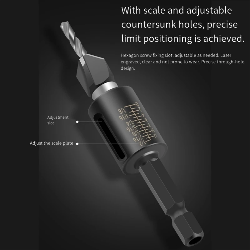 652F Countersink Drill Adjustable Depth For Wood Board Opening Countersink Holes Power Tool Woodworking Accessories