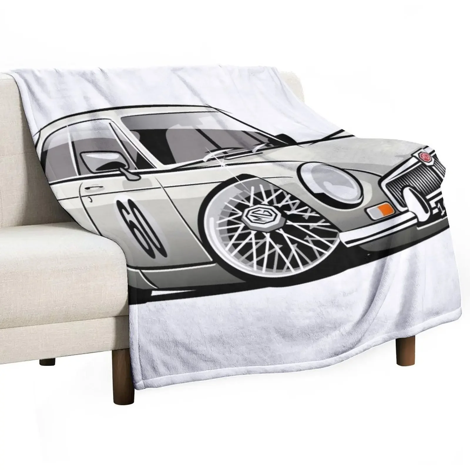 MG MGB GT caricature white Throw Blanket For Sofa Thin Quilt Blankets