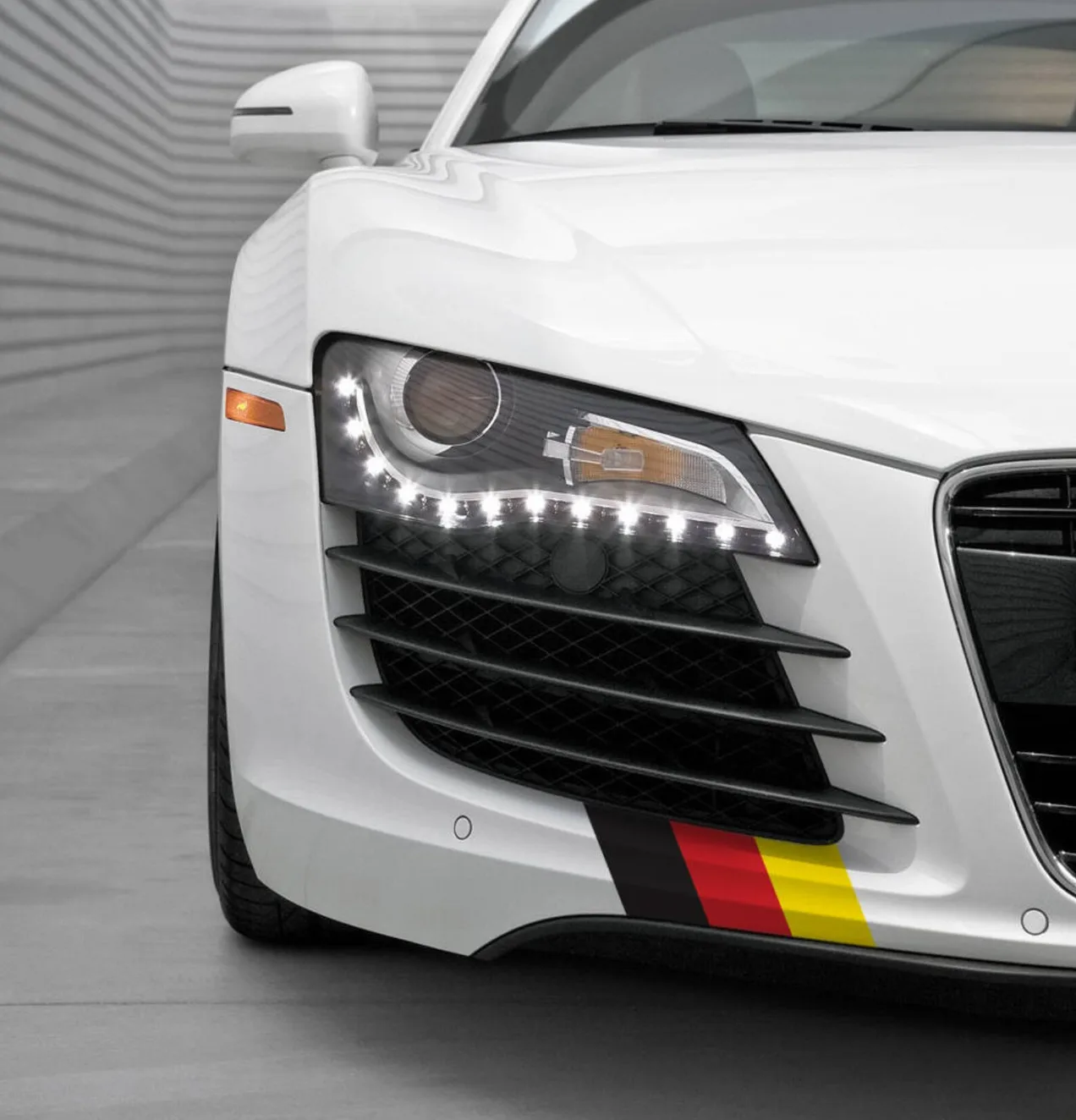 

9" German Flag Colours Vinyl Decal Kit for Side Skirt or Front Lip Amazing look on Volkswagen AMG Mercedes Benz Audi Porsche BMW