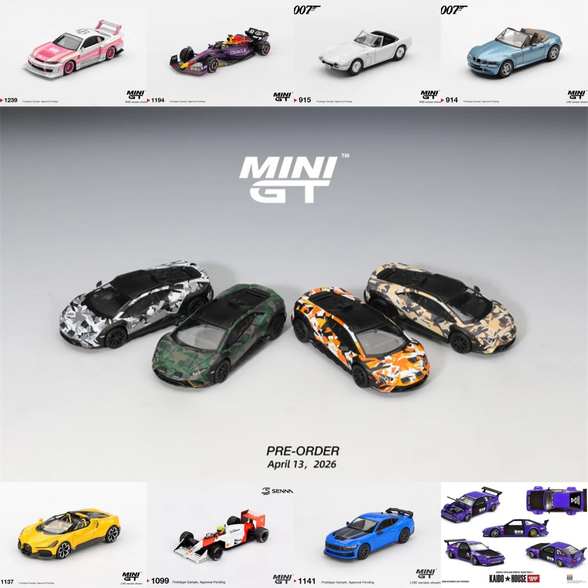 MINI GT 1:64 SILVIA (S15) LB-Super Huracán Sterrato Z3 2000GT RB19 W16 Mistral AE86 Dark Horse Diecast Model Car