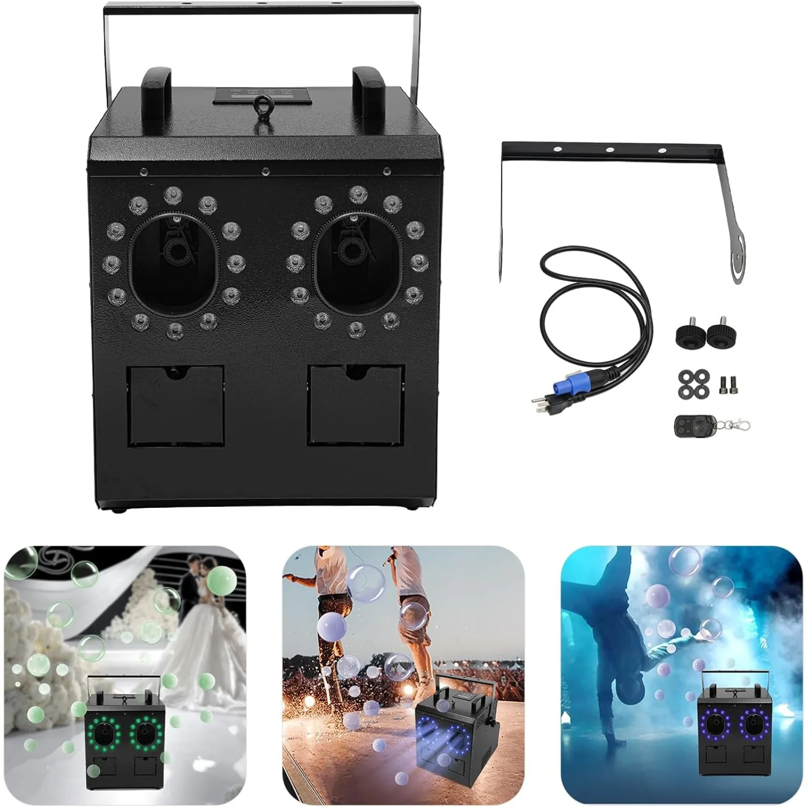 مجموعة ماكينة ضباب الفقاعات 3 في 1 من BYMAOCAR، ماكينة فقاعات الدخان DMX بقدرة 900 وات مع جهاز تحكم عن بعد لآلة فقاعات الضباب مع أضواء RGBW