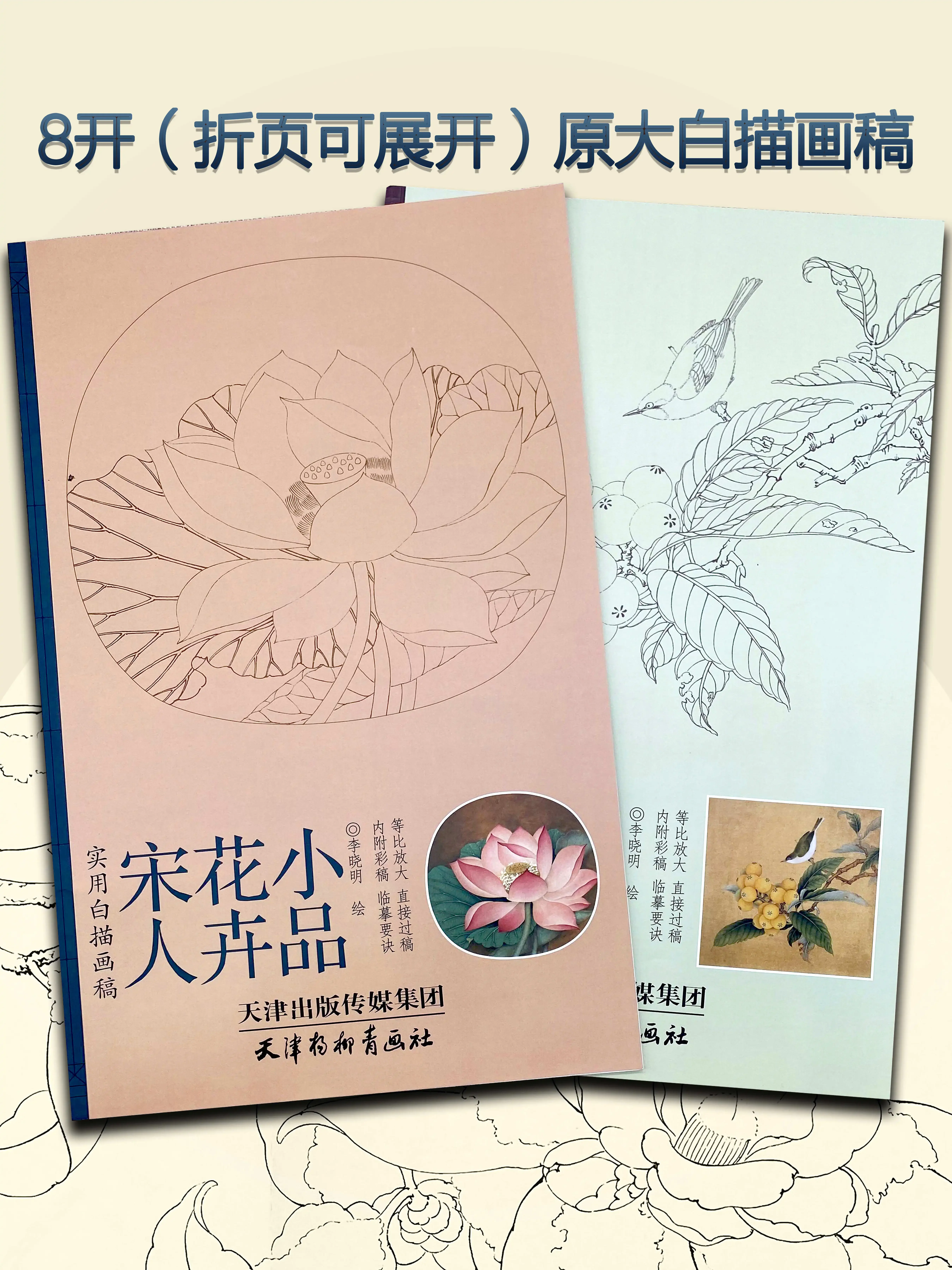 Song Dynasty Flower and Bird Painting Draft, Explicação Detalhada dos Passos da Técnica, Copiar Pintura, Desenho de Linha