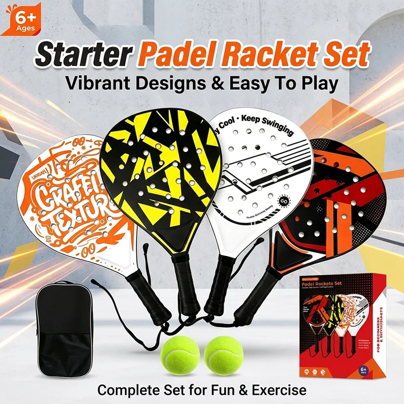 

Padel Racket with Carbon Fiber Surface & EVA Memory Foam Core – Lightweight Well-Balanced Padel for Beginners and Intermediate