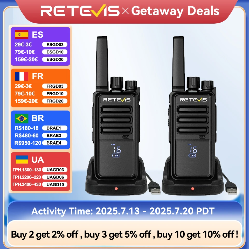Retevis RT68H RT668H Walkie Talkie License-free Walkie-talkie Long Range Hidden Screen Handy Type-C Radio Cominicator Business