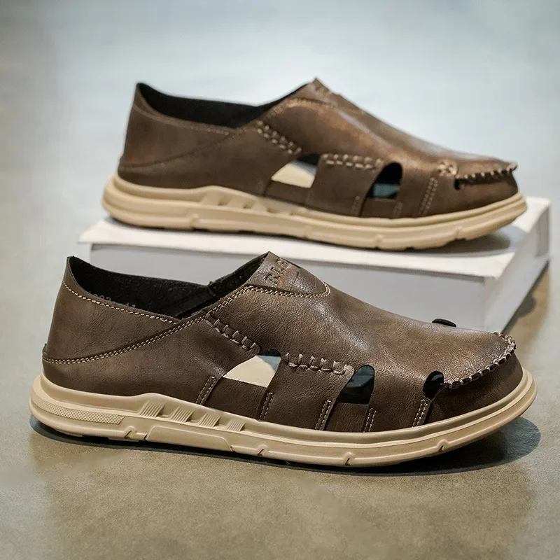 

Модные дышащие сандалии в полой оправе, легкие удобные однотонные летние повседневные туфли, модные шлепанцы на толстой подошве