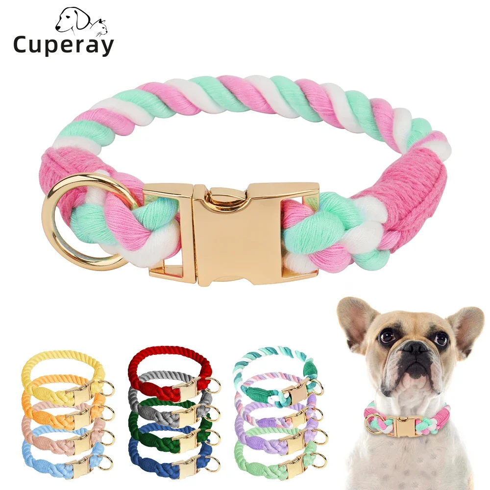 Candy Colors Dog Collar,Polyester Cotton Pet Collar with High Quality Metal Buckle & Alloy D-Hook for Large, Medium Small Dogs