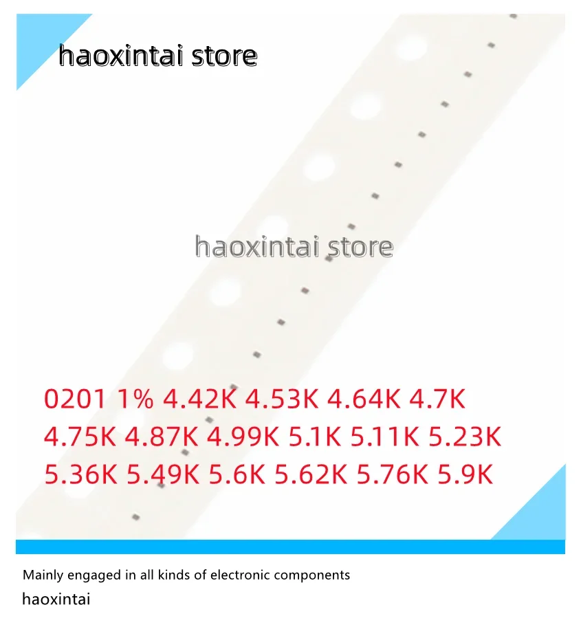 

100 шт. 0201 4,42 К 4,53 К 4,64 К 4,7 К 4,75 К 4,87 К 4,99 К 5,1 К 5,11 К 5,23 К 5,36 К 5,49 К 5,6 К 5,62 К 5,76 К 5,9 К Сопротивление чипа 1%
