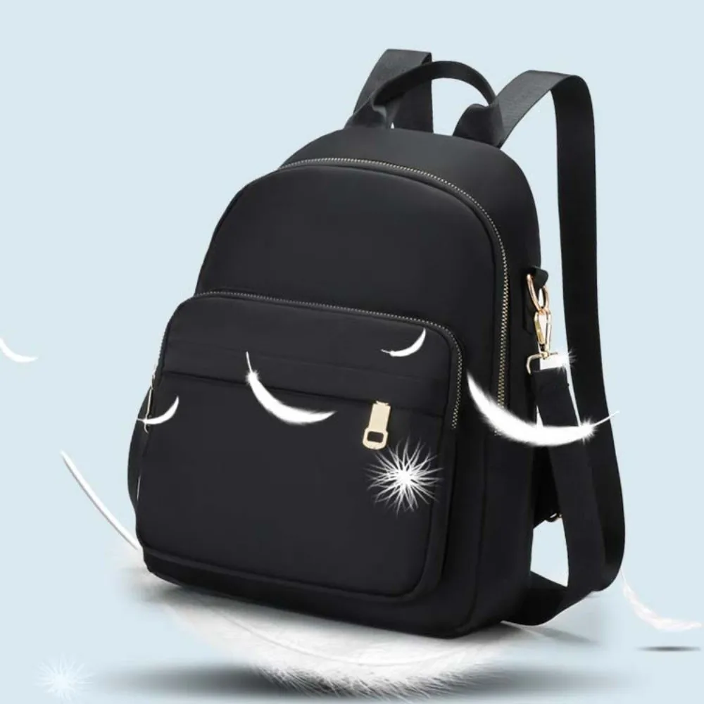 حقيبة ظهر مدرسية كاجوال من النايلون بسعة كبيرة ومتعددة الوظائف حقيبة تخزين كاجوال بلون سادة حقيبة كتف للسيدات #2