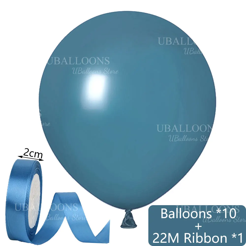 10 Stück Pastellfarbene Staubblaue Luftballons mit Band 10/12/18'' Boho Haze Blaue Ballons für Geburtstag Babyparty Hintergrunddekoration – Detail 3