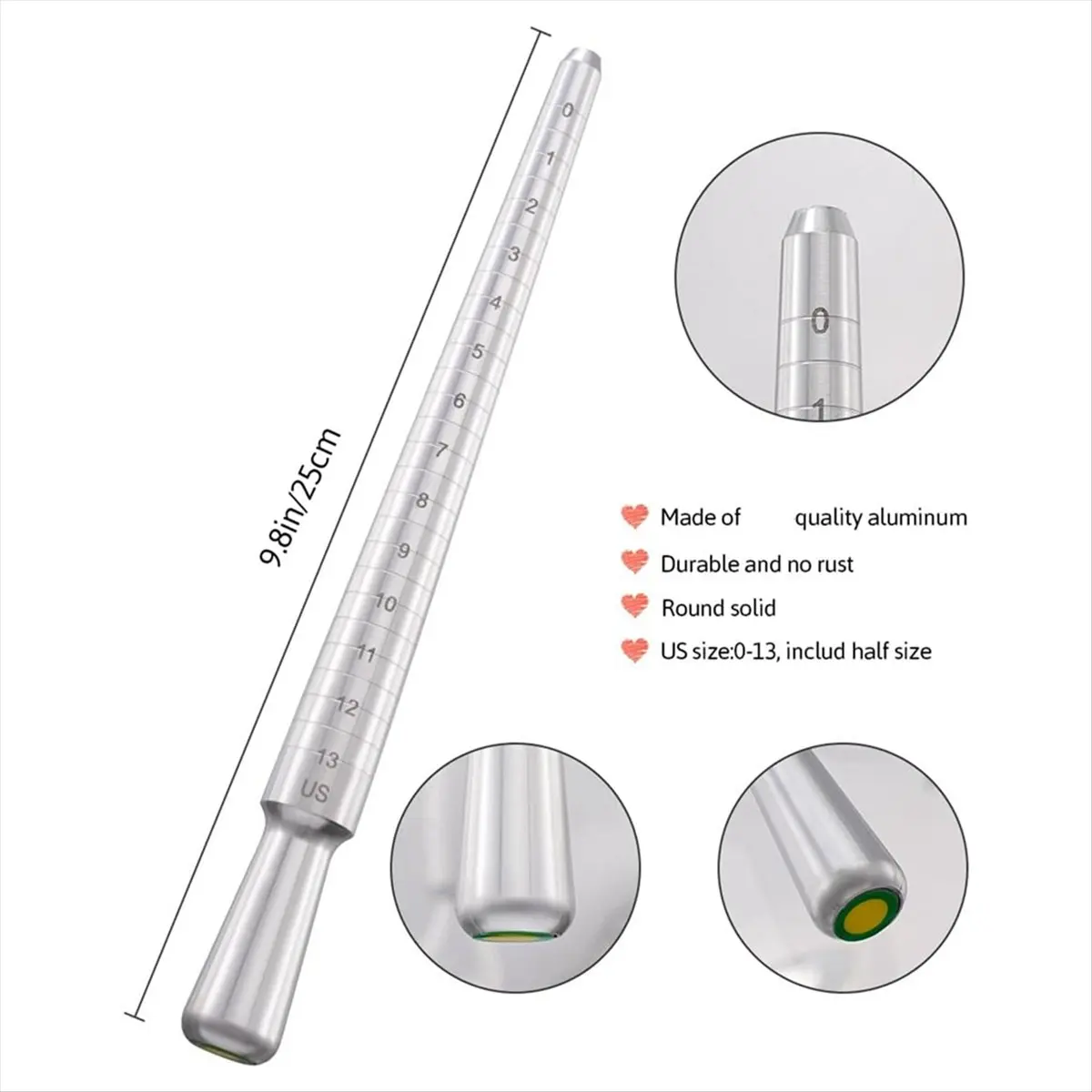 

*A02R Ring Sizer, Can Be Hammered Solid Ring Mandrel and Jewelry Rubber Mallet, Ntegrated Conical Solid Ring Mandrel Sizer