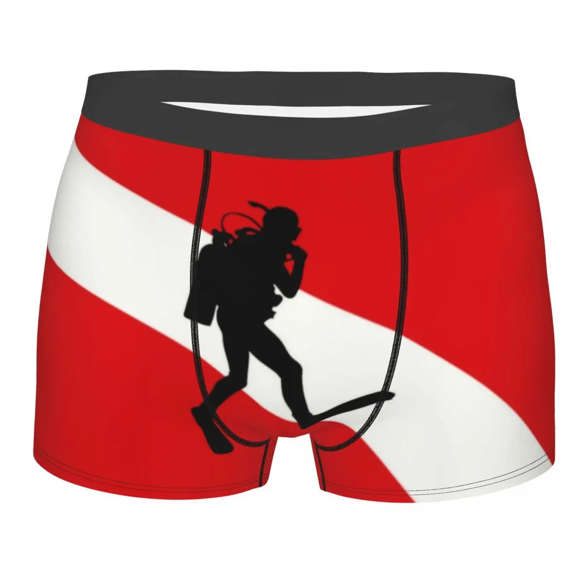 Custom Scuba Diver Flag Underwear Men Stretch Dive Diving Boxer Briefs