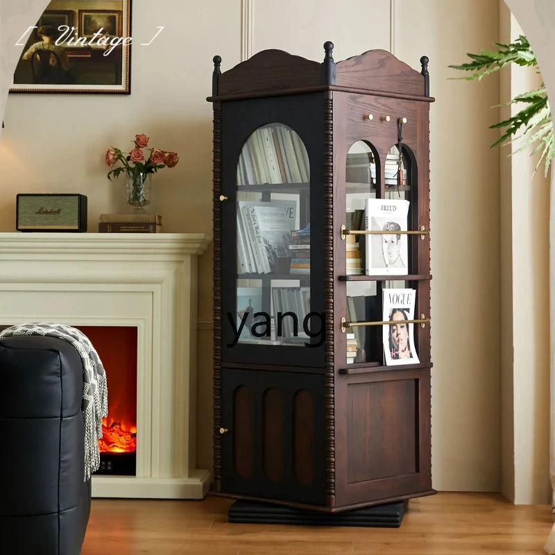

CX solid wood rotating bookshelf retro storage cabinet corner storage