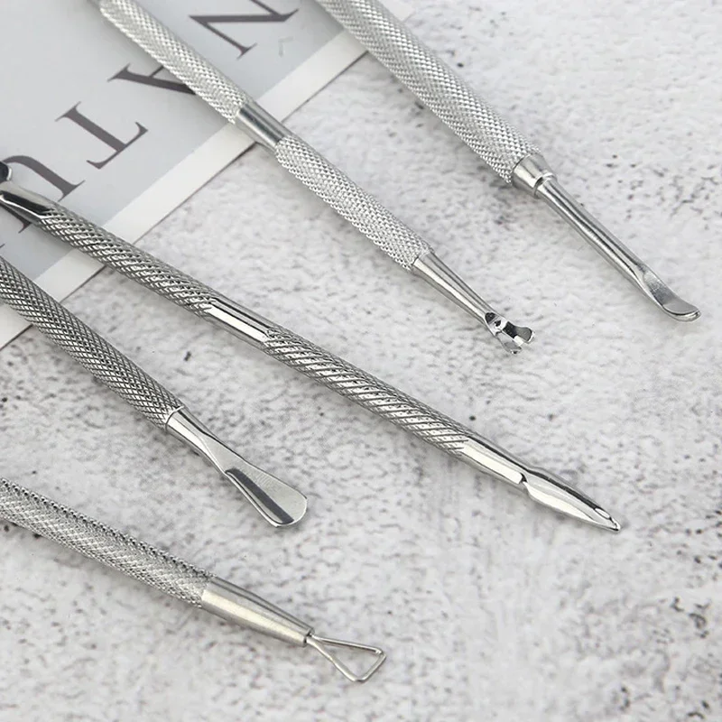 1Pcs Double-ended Stainless Steel Cuticle Pusher Dead Skin Push Remover Pedicure Manicure Nail Art Cleaner Care Tool