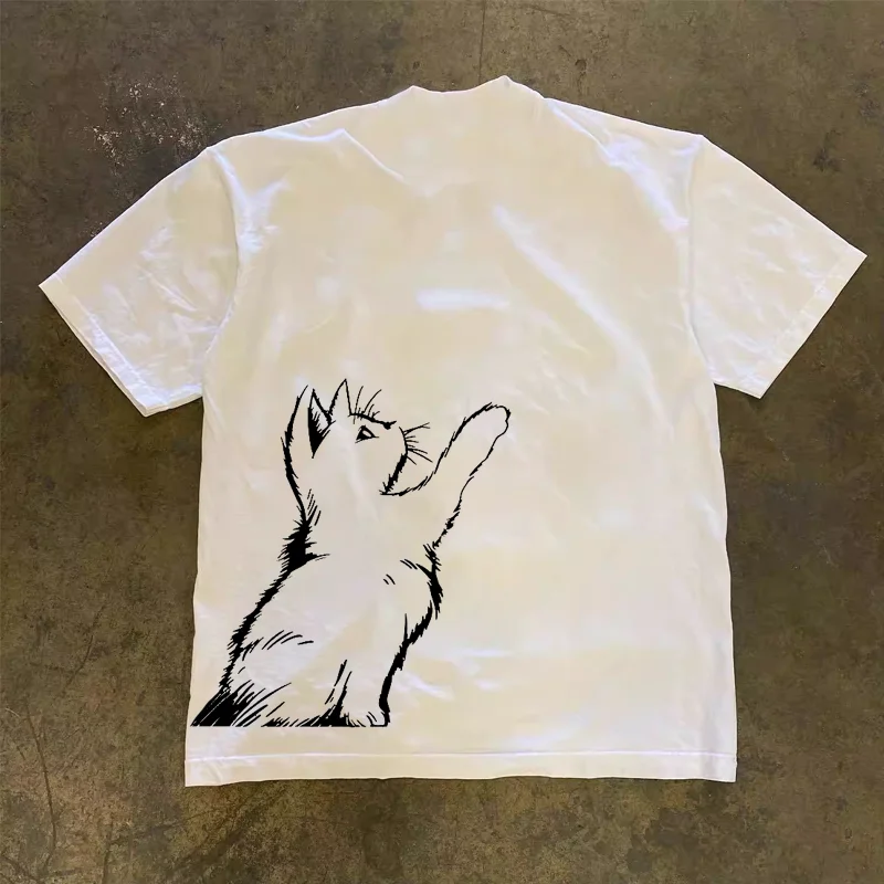 Upward Hero 3A260g Double Thread Pure Cotton Short Sleeve Loose Fit T-Shirt Unisex Summer Casual round Neck Tee for Couples