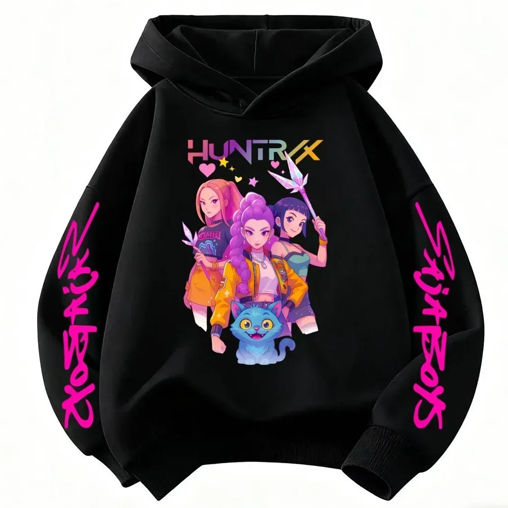 Neues Kapuzensweatshirt mit Cartoon-Motiv, geeignet für Damen und Herren, warmes, lila Oberteil für Kinder, modisches, lässiges Kinderkleidungsstück. – Detail 4
