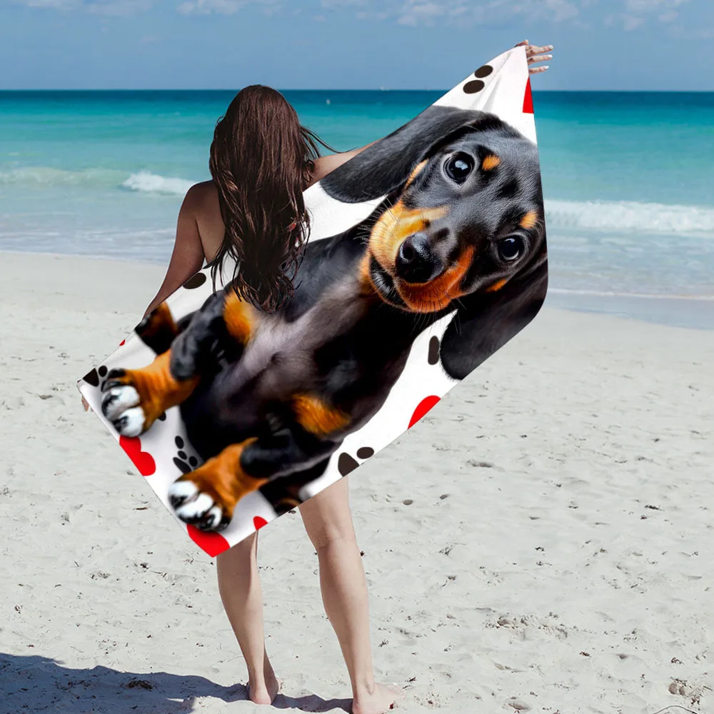 Dachshund Print Microfiber Beach Towel,Soft Perfect for Beach, Pool, Yoga, Travel, Camping & Outdoor Activities, Holiday Gift