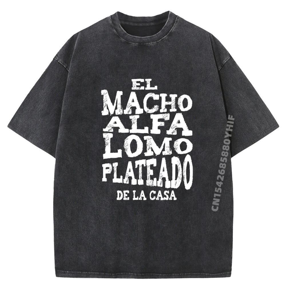 

Macho Alfa Lomo Plateado Green And White Graphic T Shirt Unisex Original Mens T-Shirts Retro Washed Tops & Tees Figures