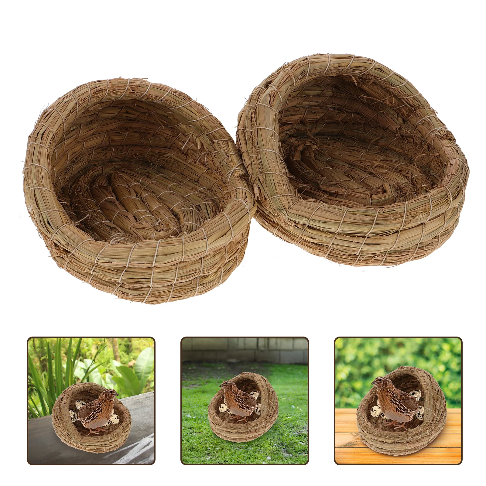 2 Pcs Hamster Bedding Chicken Coop Breeding Nest Woven Laying House Egg Sleeping Straw Light Brown Cage
