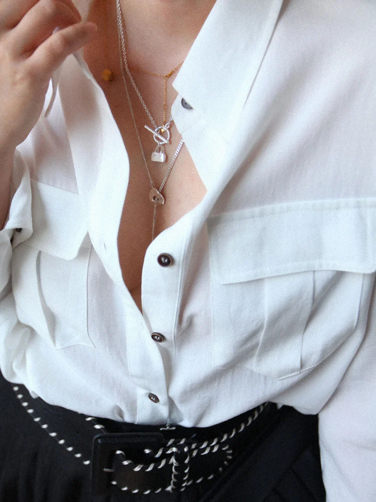 

Ast Editor Store Women's Lightweight ket irt Loose Fit Sun Protection Spring Casual Sle Faionable All-Match White Top