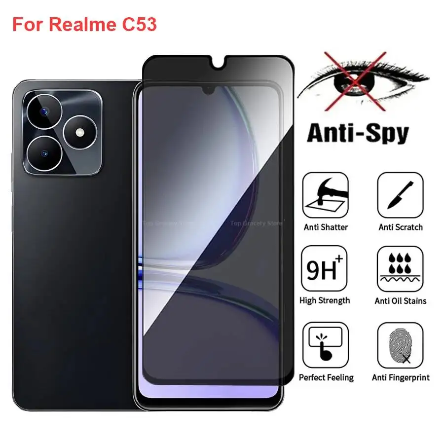 

OPPO Realme C53 Anti Spy Privacy Tempered Glass Protector Compatible For Realmec53 Full Cover Screen Phone Film