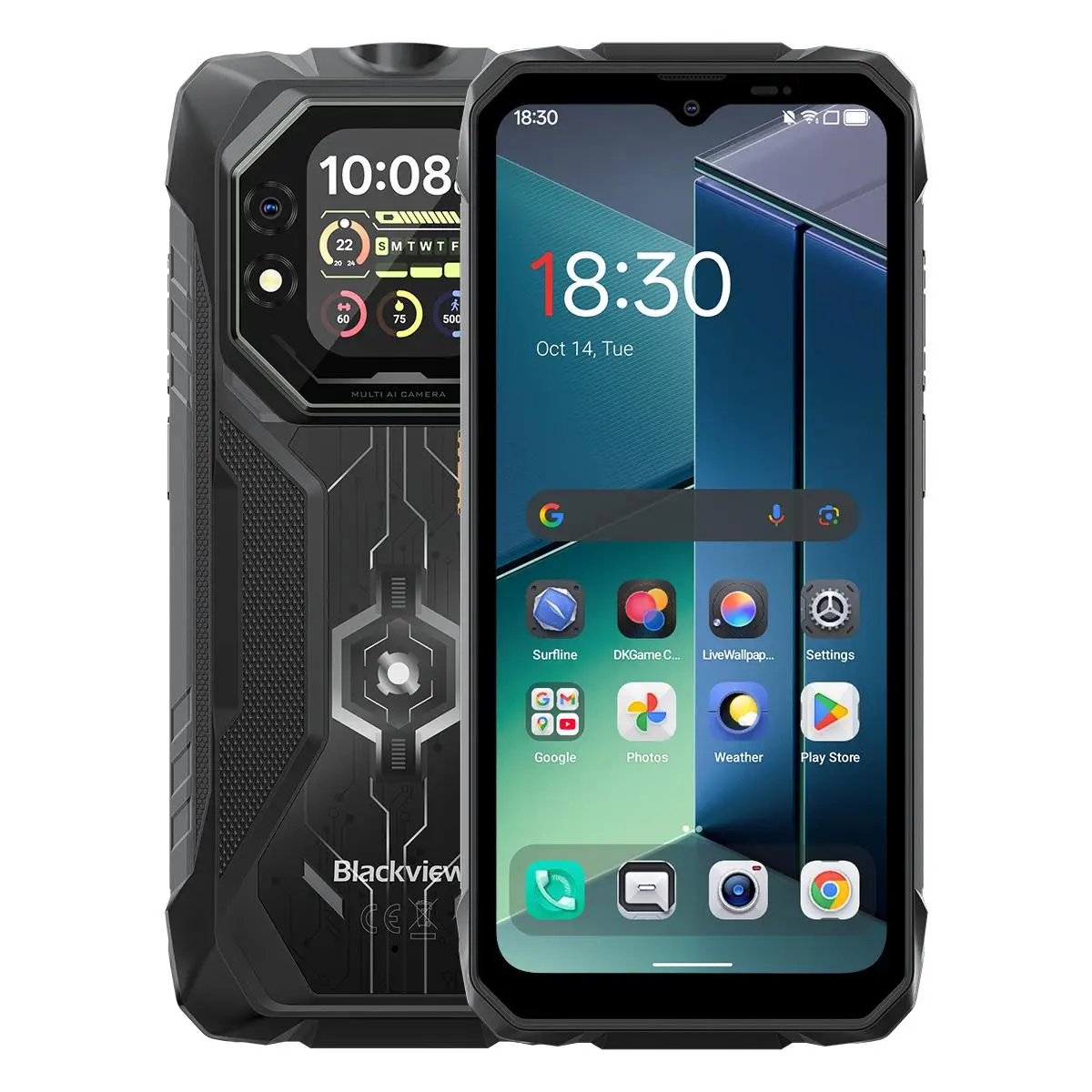 Blackview ROCK 1 هاتف ذكي متين 6.56 بوصة HD + IPS عرض 8 جيجابايت + 256 جيجابايت بطارية 15000 مللي أمبير في الساعة 55 وات 16 ميجابكسل كاميرا 4G أندرويد 16 NFC