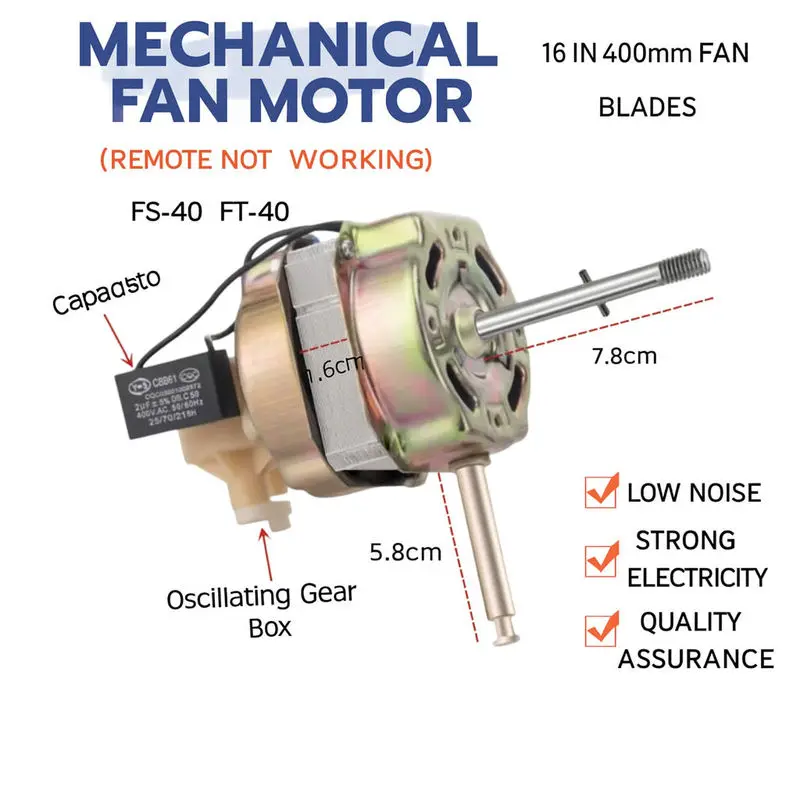 General-Purpose Fan Motor, 220V AC Fan Motor, Pure Copper Motor. Suitable for Replacing Table Fans, Wall Fans or Pedestal Fans.