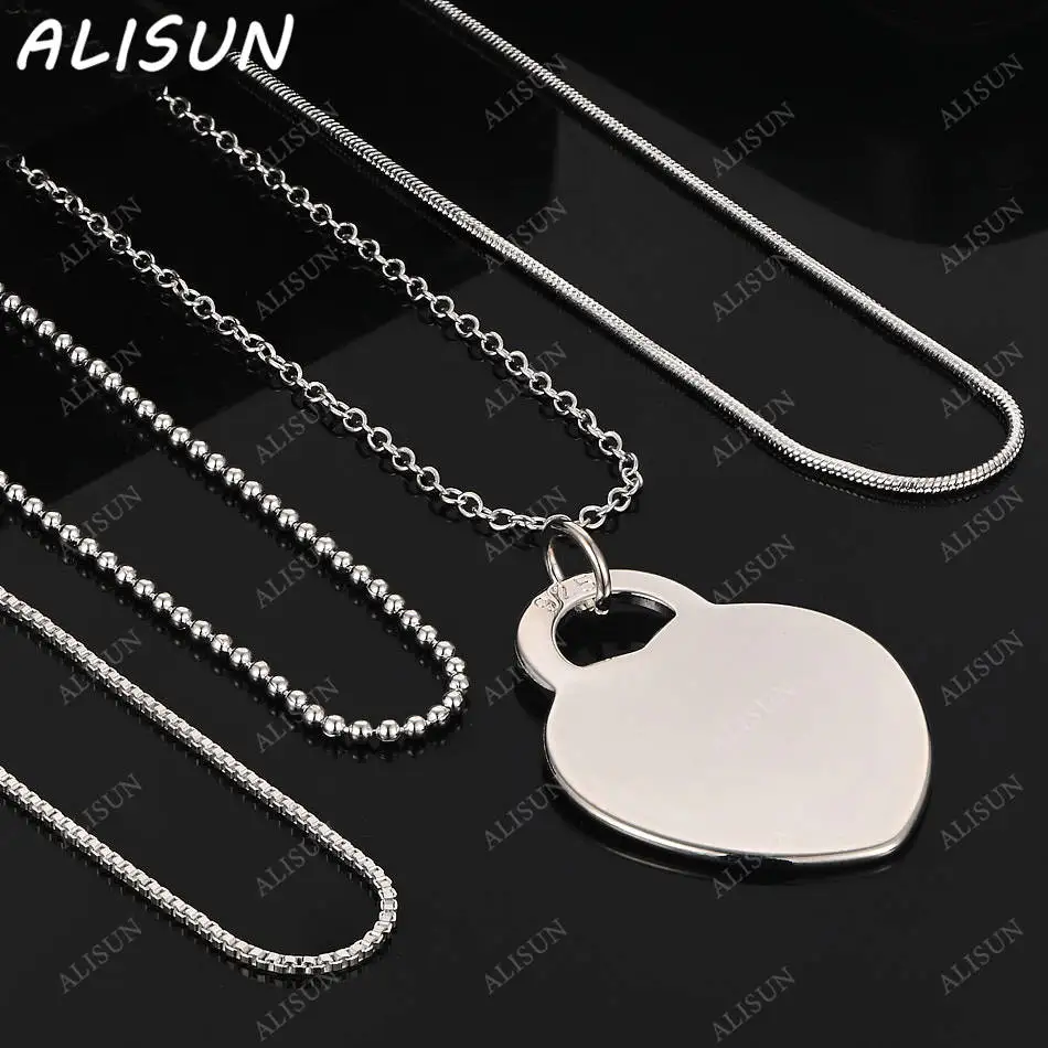 

ALISUN 40-75 см стерлингового серебра 925 пробы ожерелье с подвеской в виде сердечек для женщин и мужчин очаровательные трендовые подарки на день рождения модная вечеринка