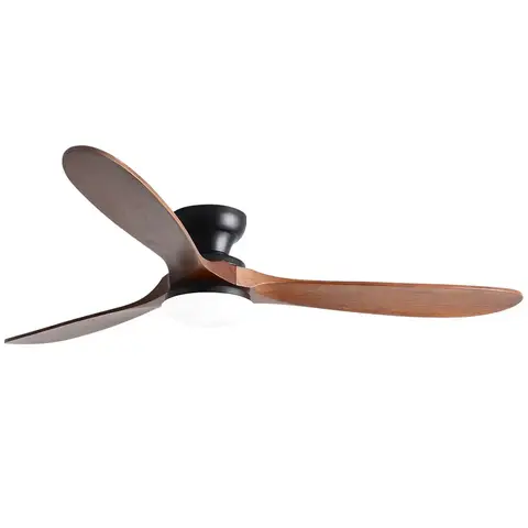 52inch Low Floor Ceiling Fan Light Remote Control Led Llights Indoor Restaurant Solid wood fan leaves With Fan Chandelier