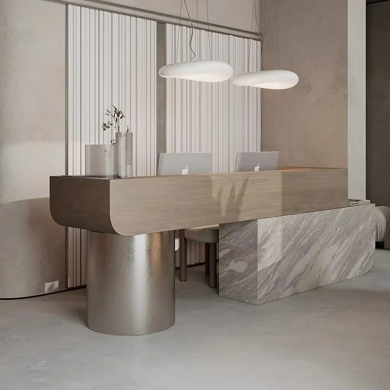 *New Arrival Unique Design Modern Consultation Table Wooden Reception Desk for Hotel Company Beauty Salon