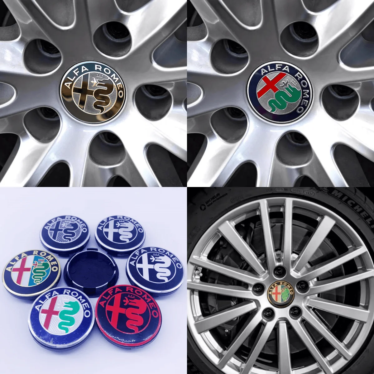 4 Peças de 50mm para Alfa Romeo GTAM Mito 147 156 159 166, Novo Em Verde, Tampa Central de Roda Preta, Emblema, Acessórios para Carro