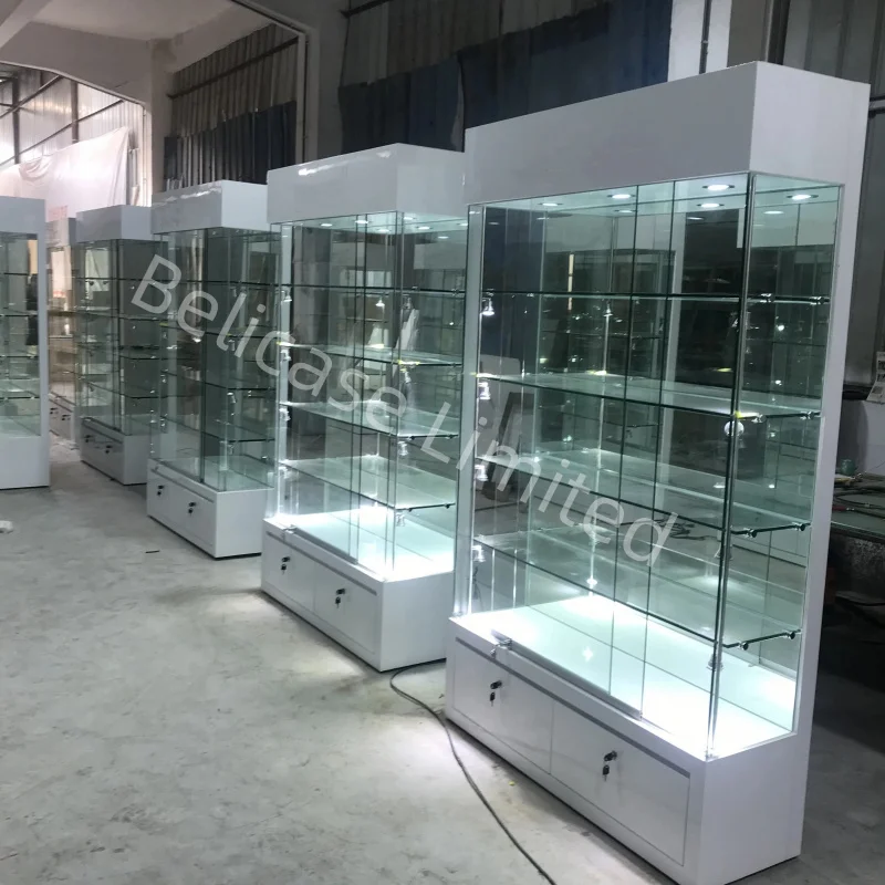 

2025customized.High End Display Cases Jewelry Showcase Modern Custom Made Glass Vitrine Jewelry Display Cabinet