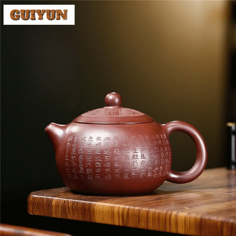 400ml Aesthetic Yixing Purple Clay Teapots Handmade Xishi Pot Raw Ore Stone Red Mud Kettle Chinese Zisha Tea Set Cafes Ornaments