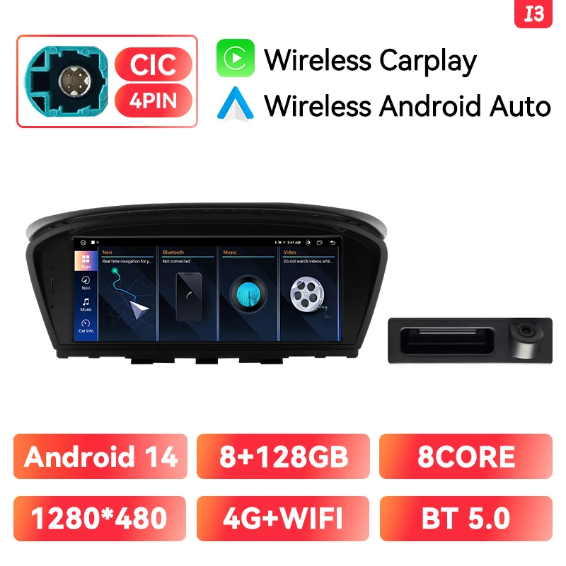 Draadloze Carplay Andorid 14 Auto Auto Radio Voor Bmw 5 Serie E60 E61 E63 E64 E90 E91 E92 Cc Cic Multimedia Gps 4G Wifi 128G Navi