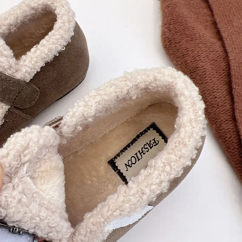 Sapatos de pelúcia para meninos e meninas, botas de algodão quente, sapatos engroçados, sapatos infantis, inverno, moda, 2023